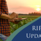 A farmer in a field with a blue shape and the words "RIPE Updates" on top.