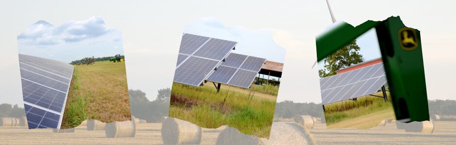 A collage of the solar panels at Isbell Farms, a fine example of renewable energy on agricultural land.